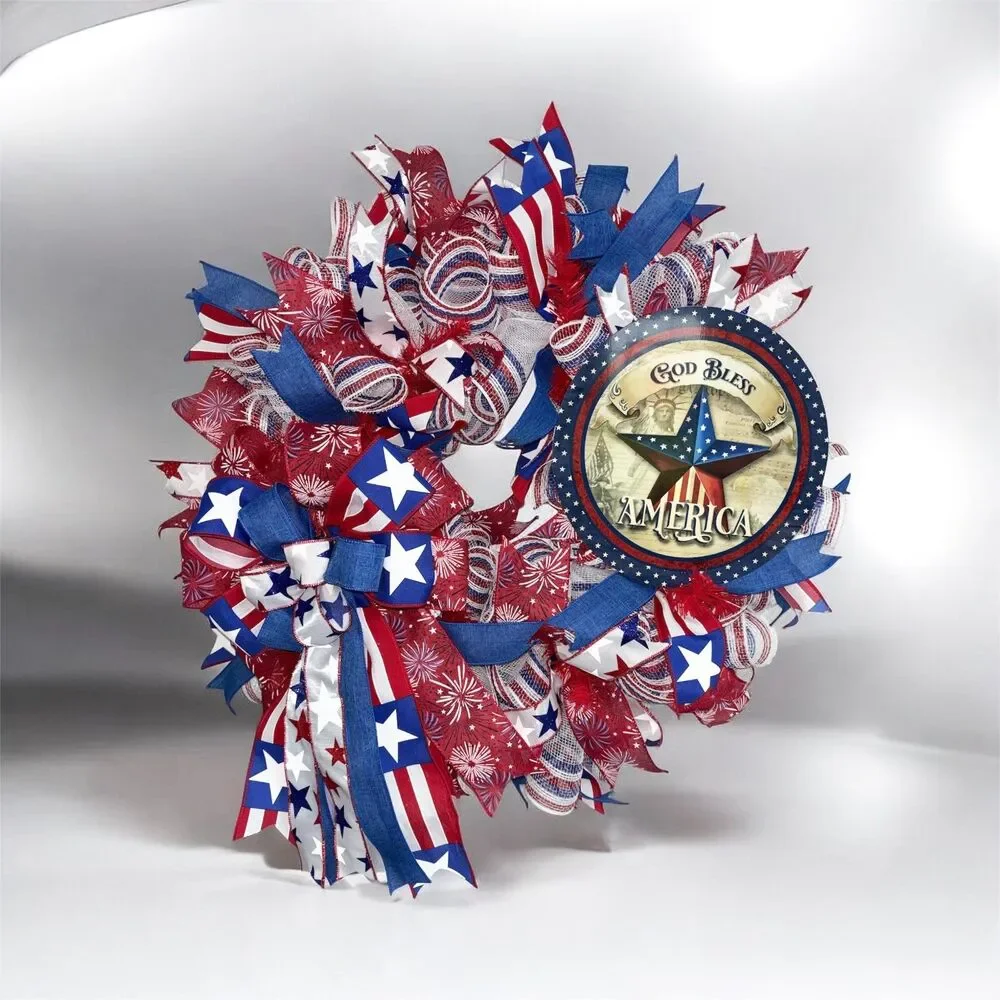 God Bless America Fourth July Wreath